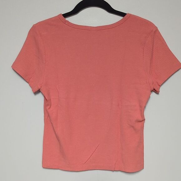 Old Navy Orange Ribbed Short Sleeve Shirt - Picture 3 of 4